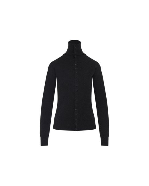 Lemaire Black Buttoned Fitted Wool Cardigan