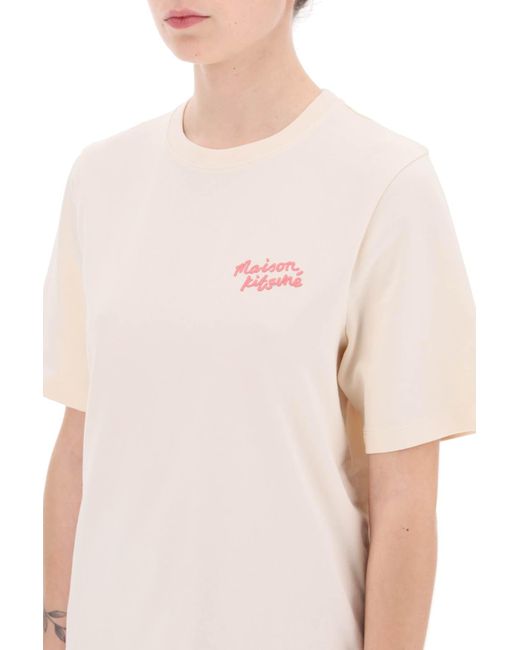 Maison Kitsuné Pink Maison Kitsune "Round-Neck T-Shirt With Embroidered