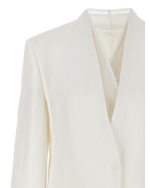 Single-Breasted Organza Insert Blazer Blazer And Suits Bianco di Brunello Cucinelli in White