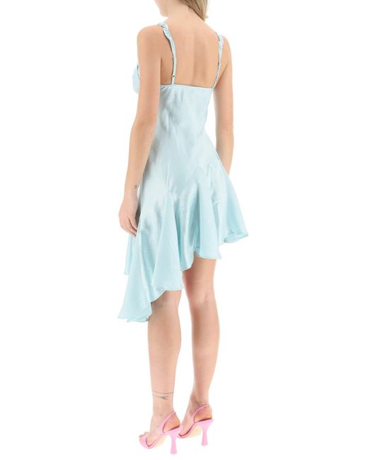 Collina Strada Blue 'ivy' Asymmetric Satin Dress