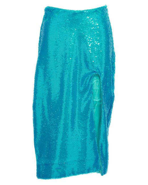 Ganni Blue Sequin Midi Skirt