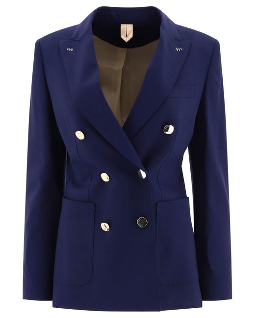 Max Mara Blue Wool And Mohair Double-Breasted Blazer