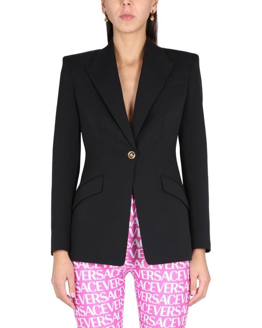 Versace Black Single Breasted Wool Jacket