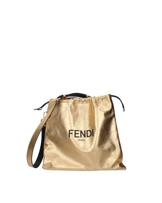 Fendi Crossbody Bag Leather Gold in Natural | Lyst