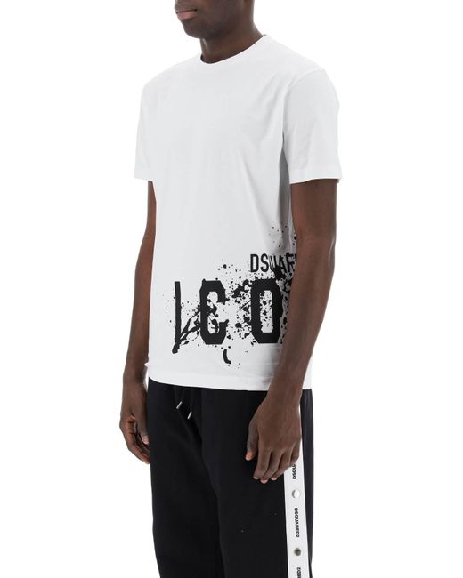 DSquared² White Icon Splash Cool Fit T Shirt for men