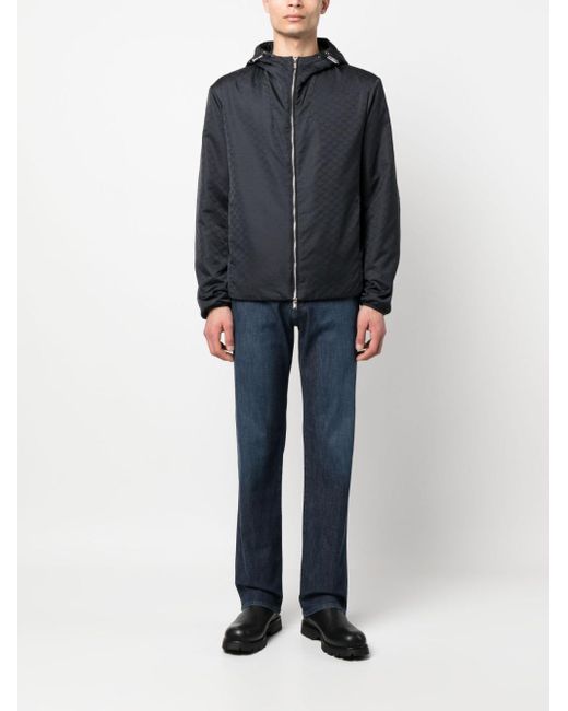 Emporio Armani Black Allover Logo Blouson Jacket for men