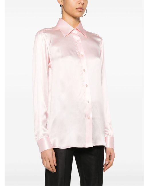 Camicia di raso di seta di Tom Ford in Pink