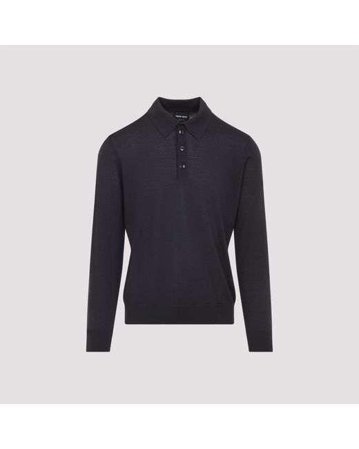 Dark Wool Sweater-Uomo di Giorgio Armani in Blue da Uomo