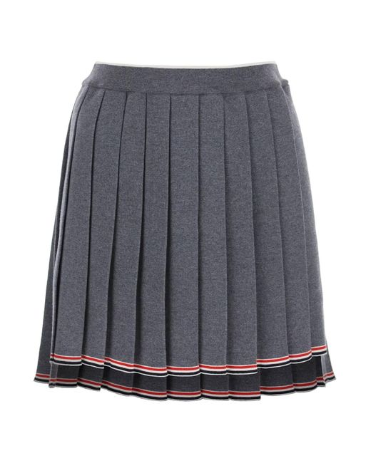 Thom Browne Gray Knitted Pleated Mini Skirt