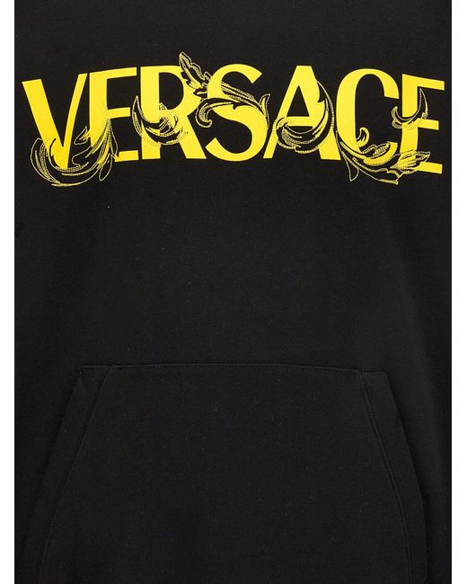 Versace Black Logo-Print Hoodie for men