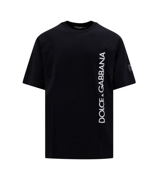 Dolce & Gabbana Black Cotton T-Shirt With Logo Print for men