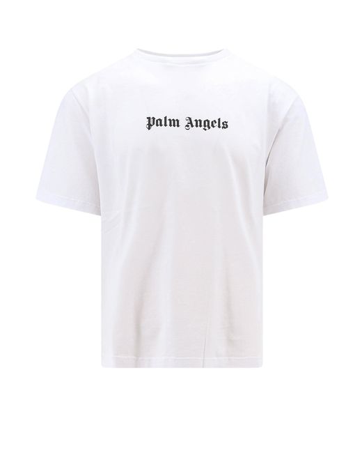 T-shirt in cotone con stampa Logo di Palm Angels in White da Uomo