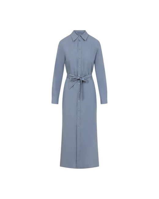 Light Graison Linen Long Dress-Donna di Ralph Lauren in Blue