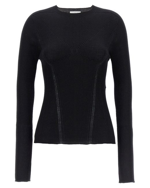 Lanvin Blue Ribbed Sweater Sweater, Cardigans