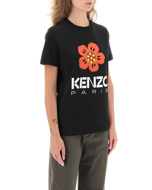 KENZO Black T Shirt With Boke Flower Print