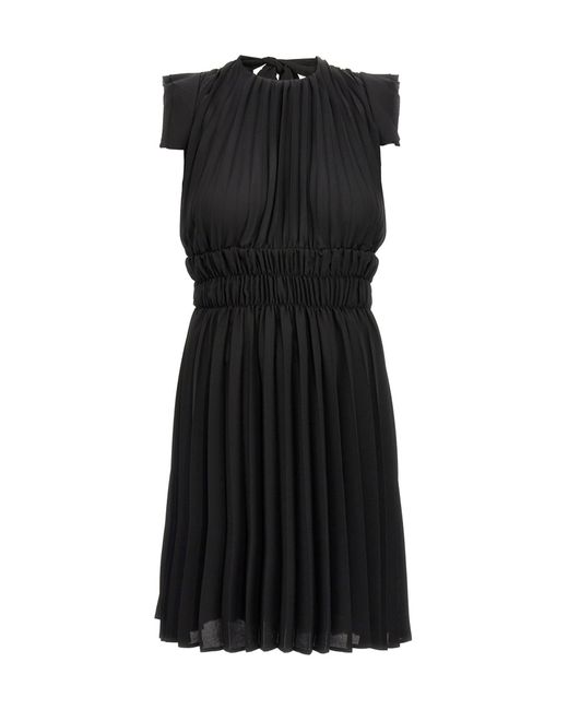 Liu Jo Black Pleated Georgette Dress Dresses