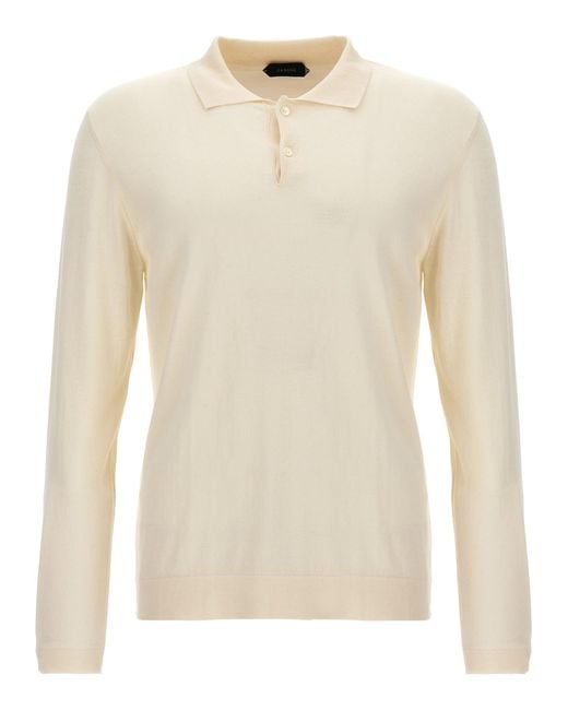 Zanone Natural Cotton Silk Shirt Polo for men