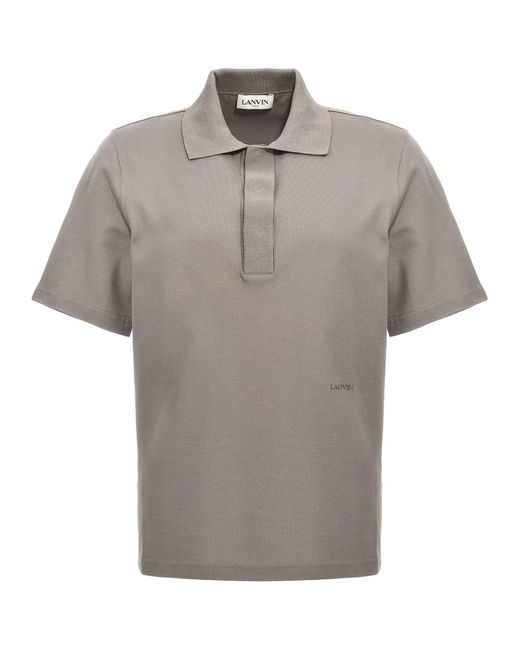 Lanvin Gray Logo Embroidery Shirt Polo for men