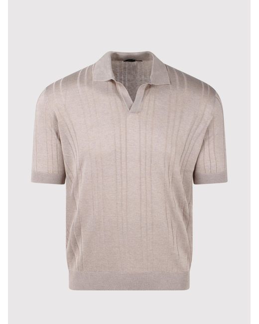 Tagliatore Gray Pavel Short-Sleeved Knitted Polo Shirt for men