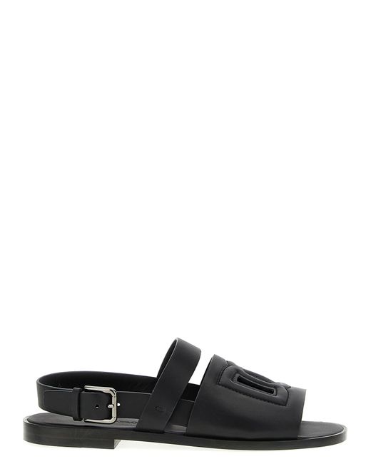 Logo Leather Sandali Nero di Dolce & Gabbana in Black da Uomo