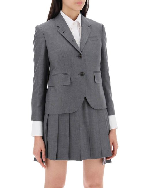 Thom Browne Gray Single Breasted Cropped Jacket