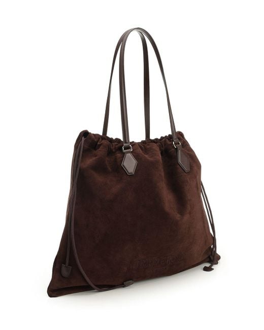 Jimmy Choo Drawstring Tote/l Soft Nappa W/embossed Shoulder Bags Brown