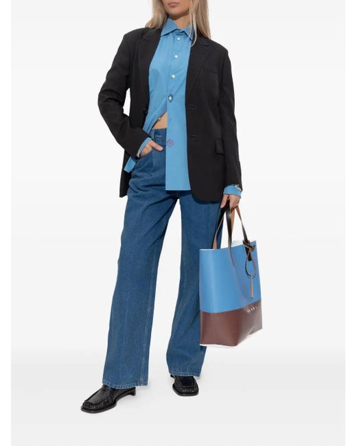 Marni Blue Jeans With Logo Appliqué