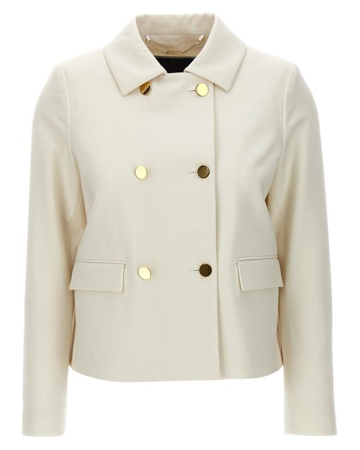Cropped Double-Breasted Jacket Blazer And Suits Bianco di Kiton in White
