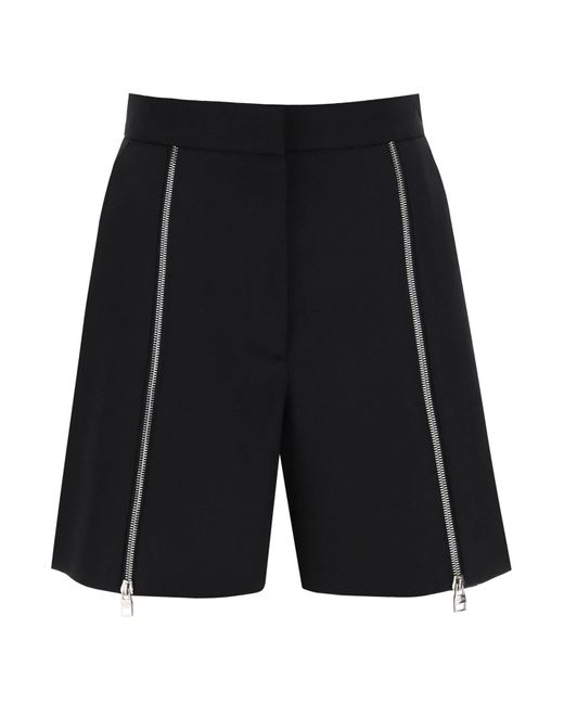 Alexander McQueen Black Grain De Poudre Zipped Shorts
