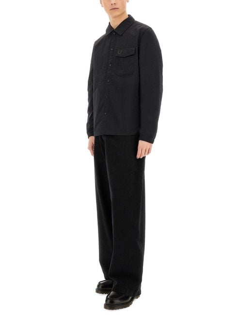 Fred Perry Black Snap Button Jacket With Relaxed Fit for men