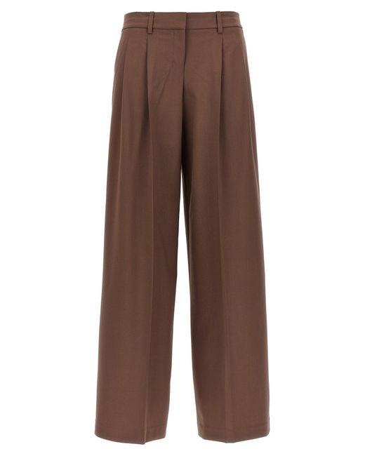 Theory Brown Low Rise Pleated Pants
