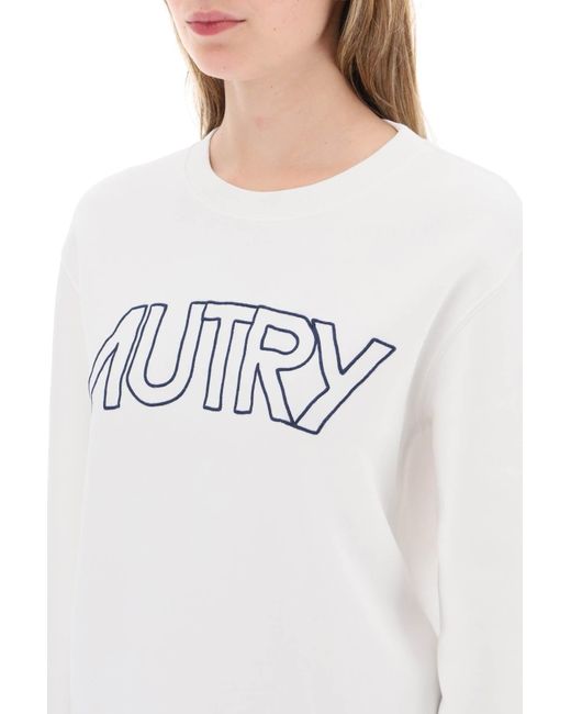 Autry White Embroidered Logo Sweatshirt