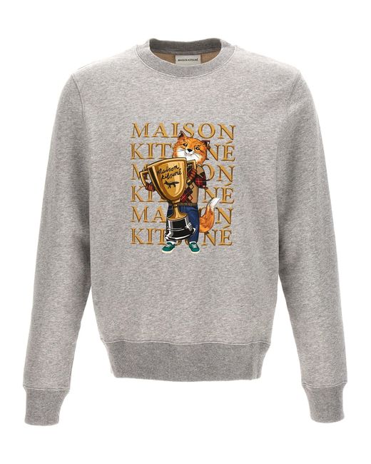 Maison Kitsuné Gray Fox Champion Sweatshirt for men