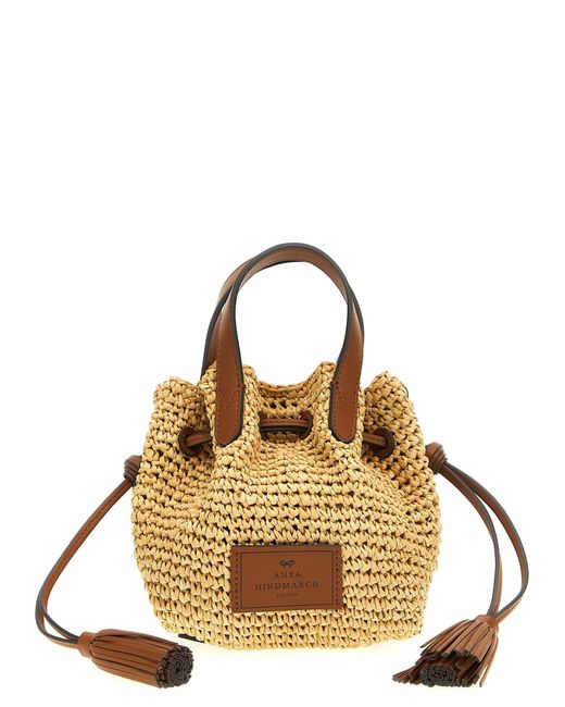 Anya Hindmarch Metallic Shopping 'Raffia Drawstring Small Tote'