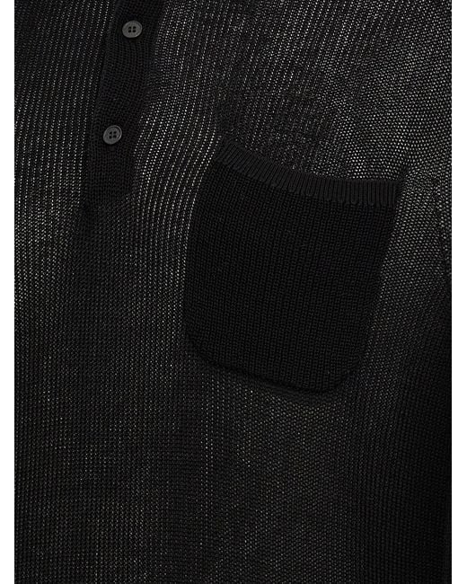 Ballantyne Black Cotton Knit Shirt Polo for men