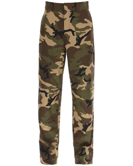Palm Angels Green Camouflage Workpants for men