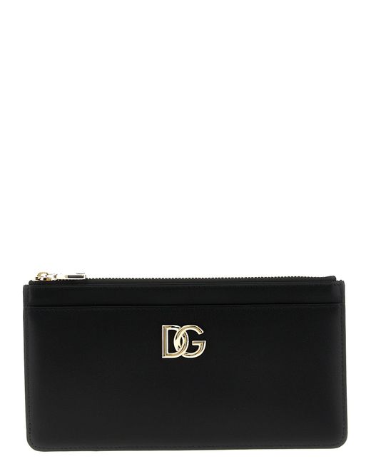 Logo Leather Cardholder Portafogli Nero di Dolce & Gabbana in Black