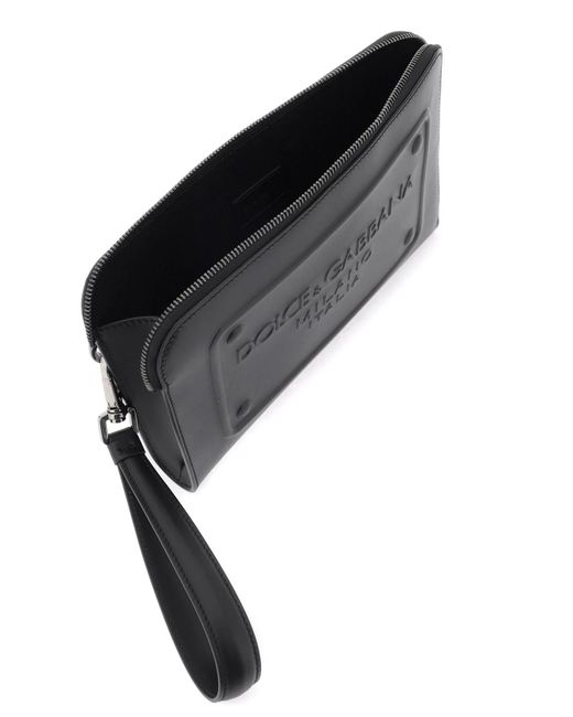 Dolce & Gabbana Black Pouch With Embossed Logo for men