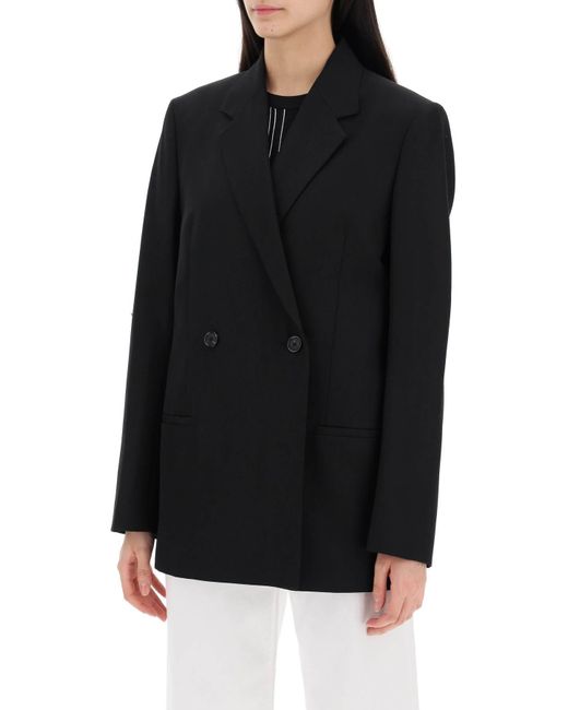Totême  Black Toteme Double-Breasted Recycled Wool Blazer