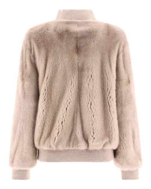 Giovi Natural Mink Fur Bomber Jacket Jackets