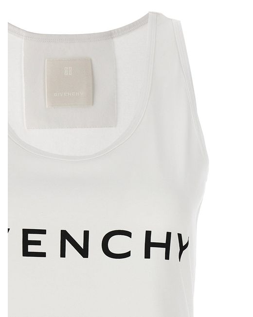 Givenchy White Logo Print Tank Top Tops