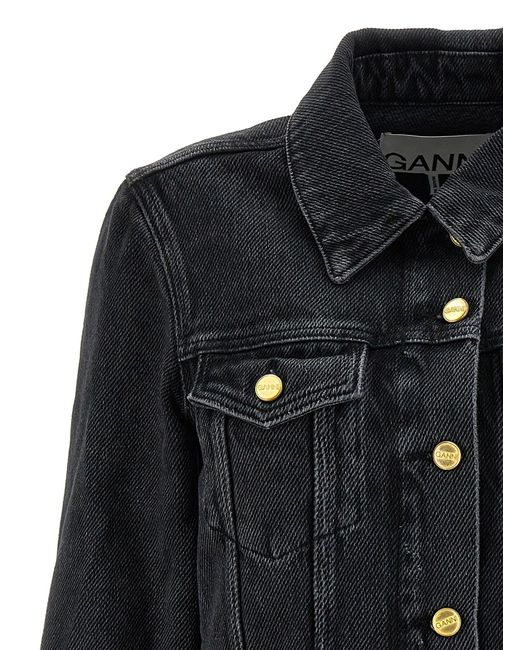 Cropped Denim Jacket Blazer And Suits Nero di Ganni in Black