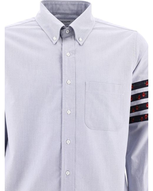 Thom Browne Blue "4 Bar Rose Tie" Shirt for men