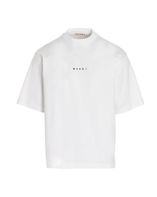 Marni White Logo Printed T-shirt for men