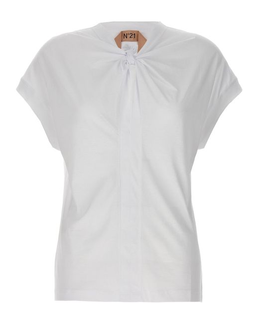 N°21 White Knot Detail T-shirt