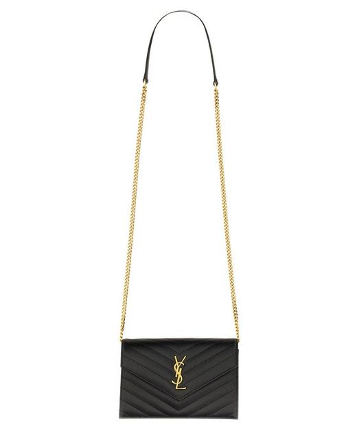 Saint Laurent White "envelope Cassandre" Wallet With Chain