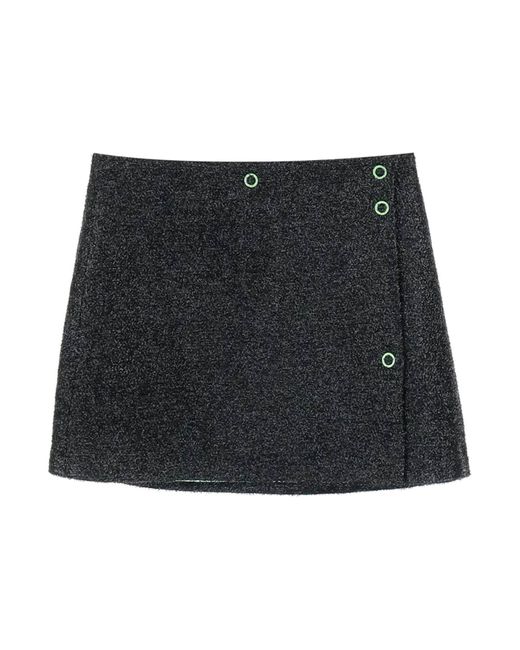 Ganni Black Mini Lamé Tweed Wrap Skirt