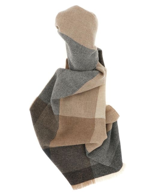 Brunello Cucinelli Gray Check Scarf for men