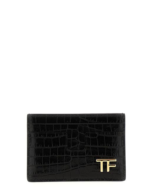 Logo Card Holder Portafogli Nero di Tom Ford in Black da Uomo