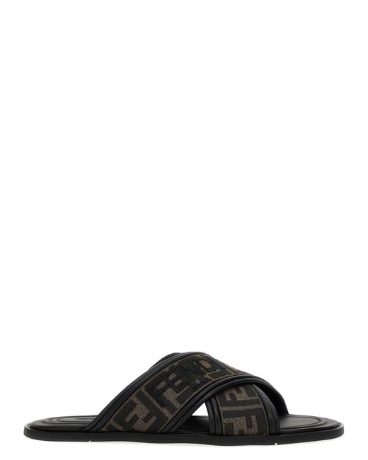 Fendi Black Logo Slides Sandals for men